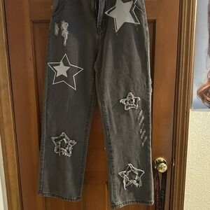 Gray Star-Patterned women’s Jeans
